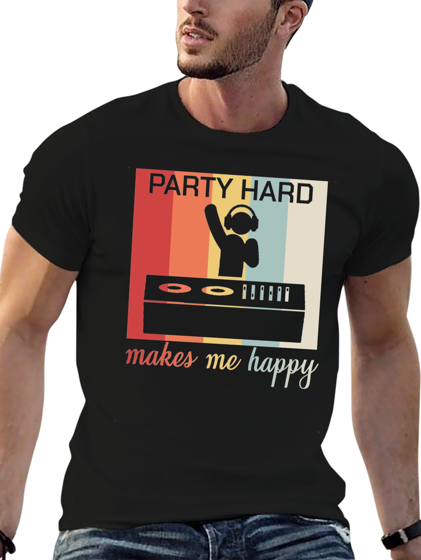 Party Hard Makes Me Happy Retro Graphic Tee