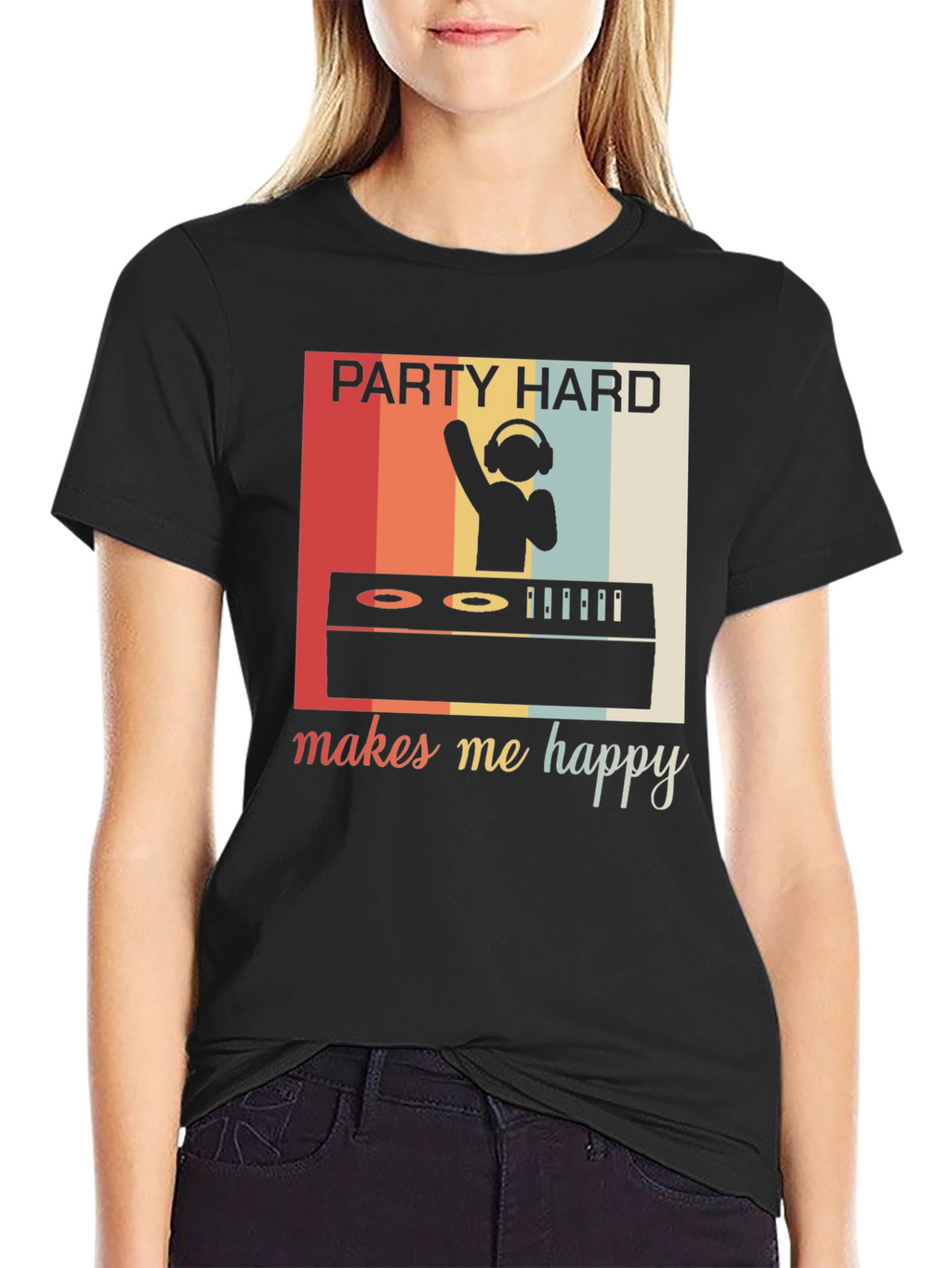 Party Hard Makes Me Happy Retro Graphic Tee
