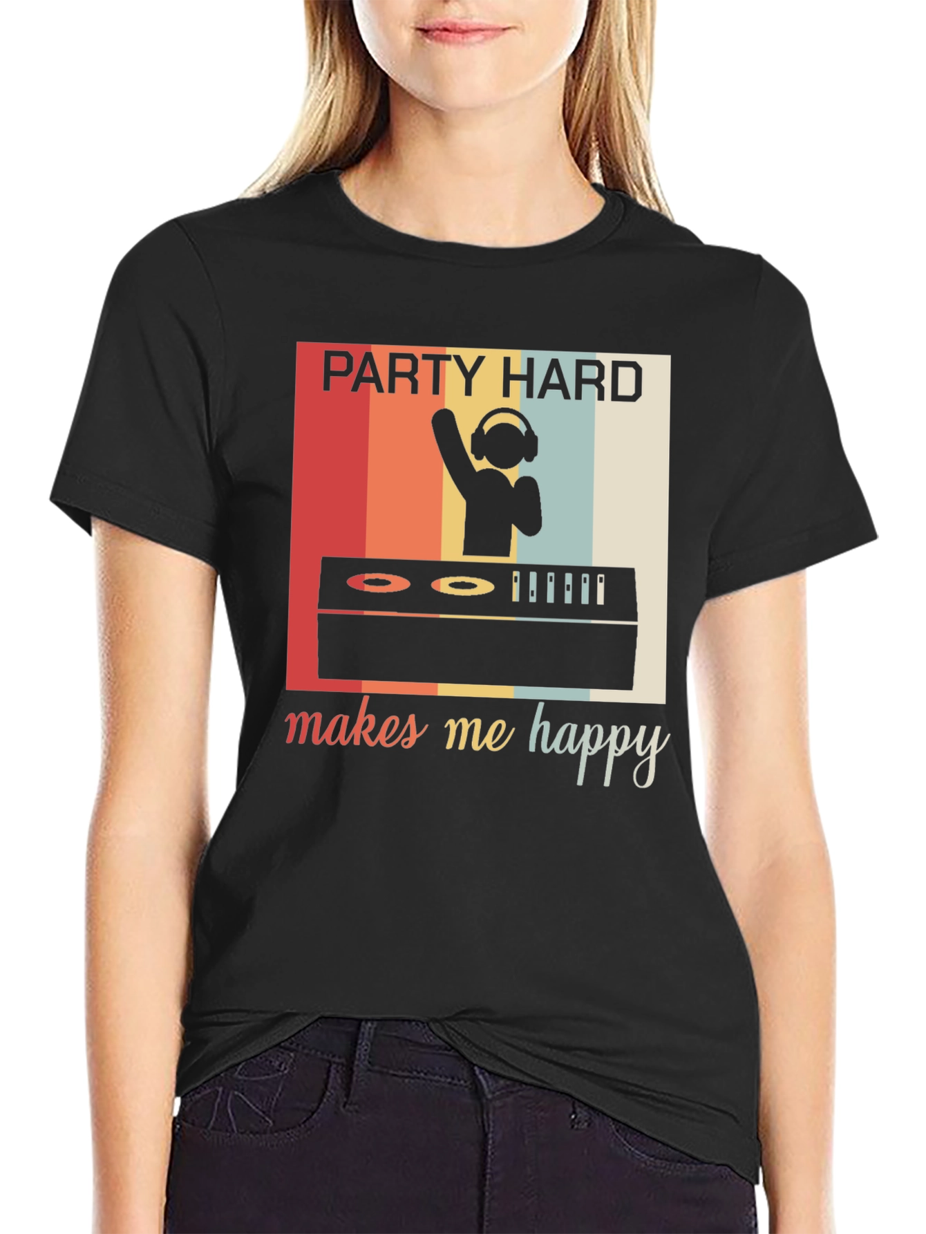 Party Hard Makes Me Happy Retro Graphic Tee
