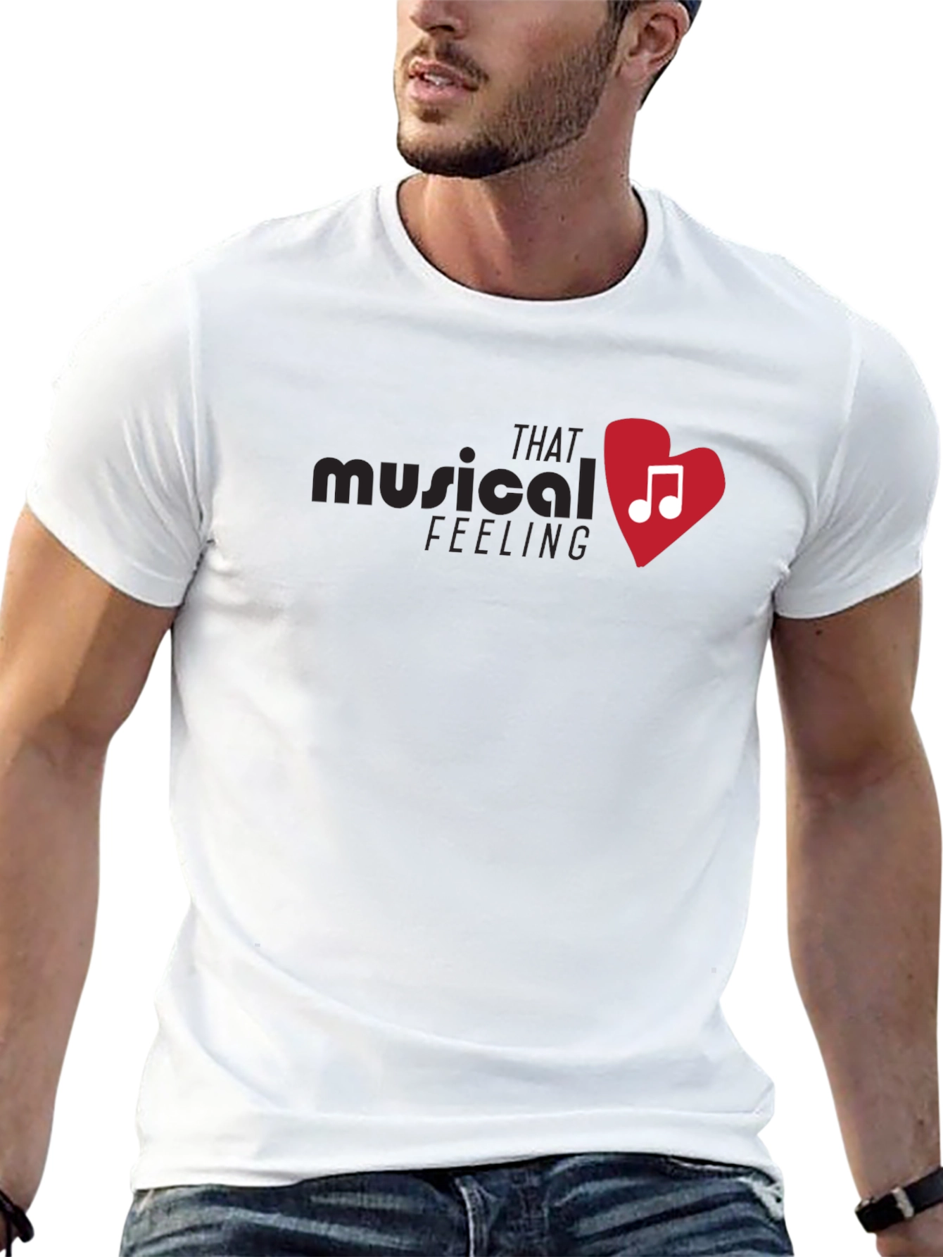 Musical Feeling Heart Graphic T-Shirt - Black