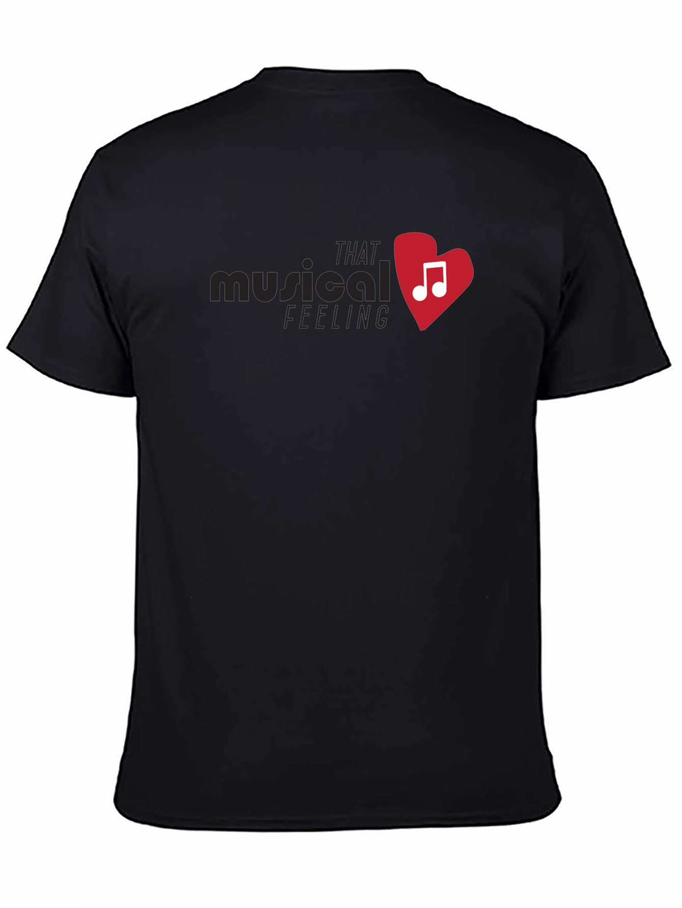 Musical Feeling Heart Graphic T-Shirt - Black