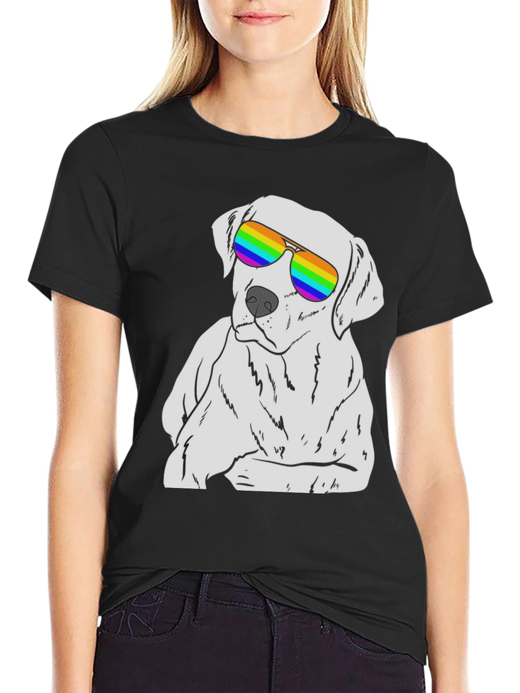 Cool Dog T-Shirt - Rainbow Sunglasses