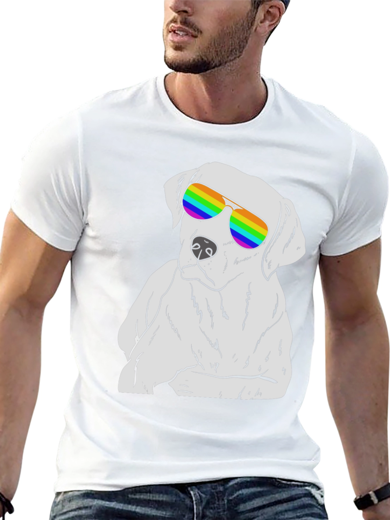 Cool Dog T-Shirt - Rainbow Sunglasses