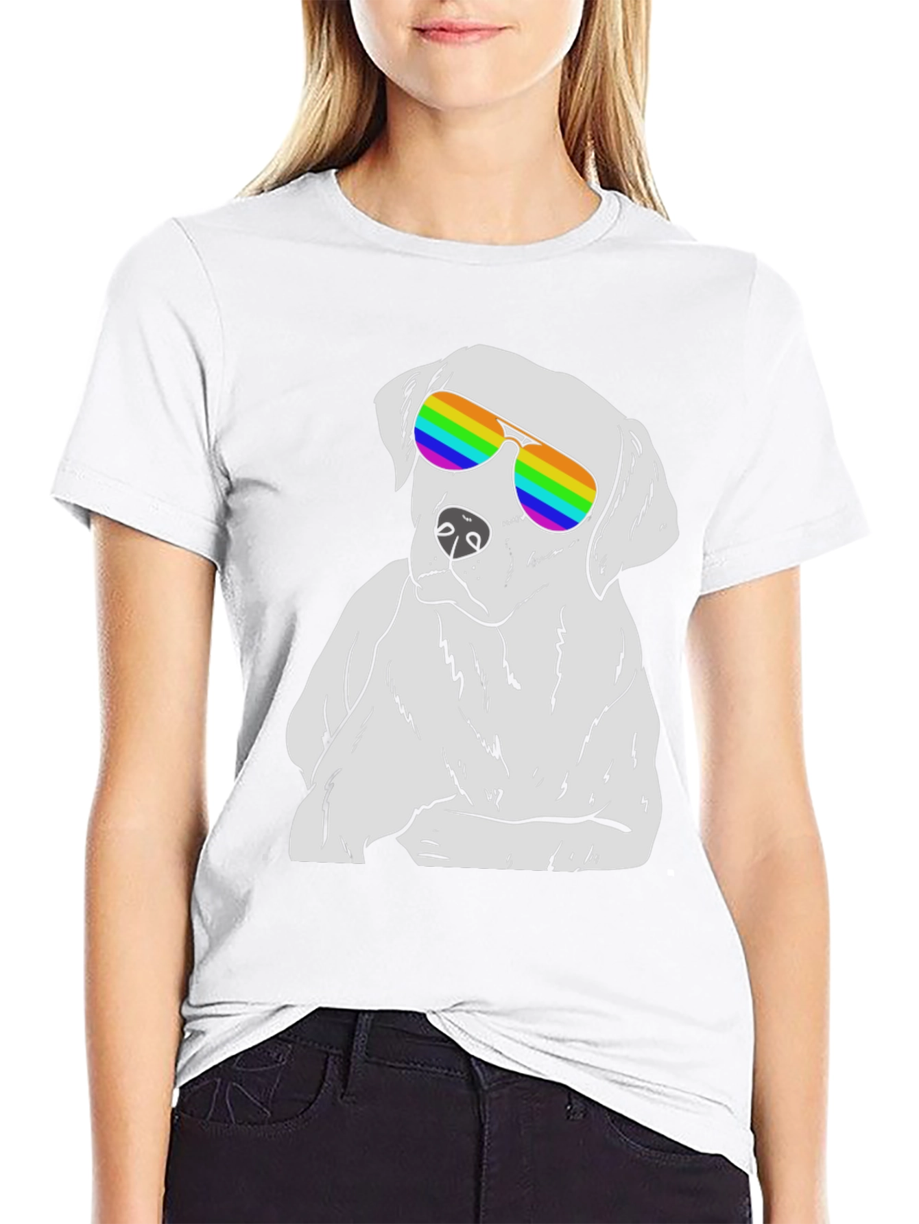 Cool Dog T-Shirt - Rainbow Sunglasses