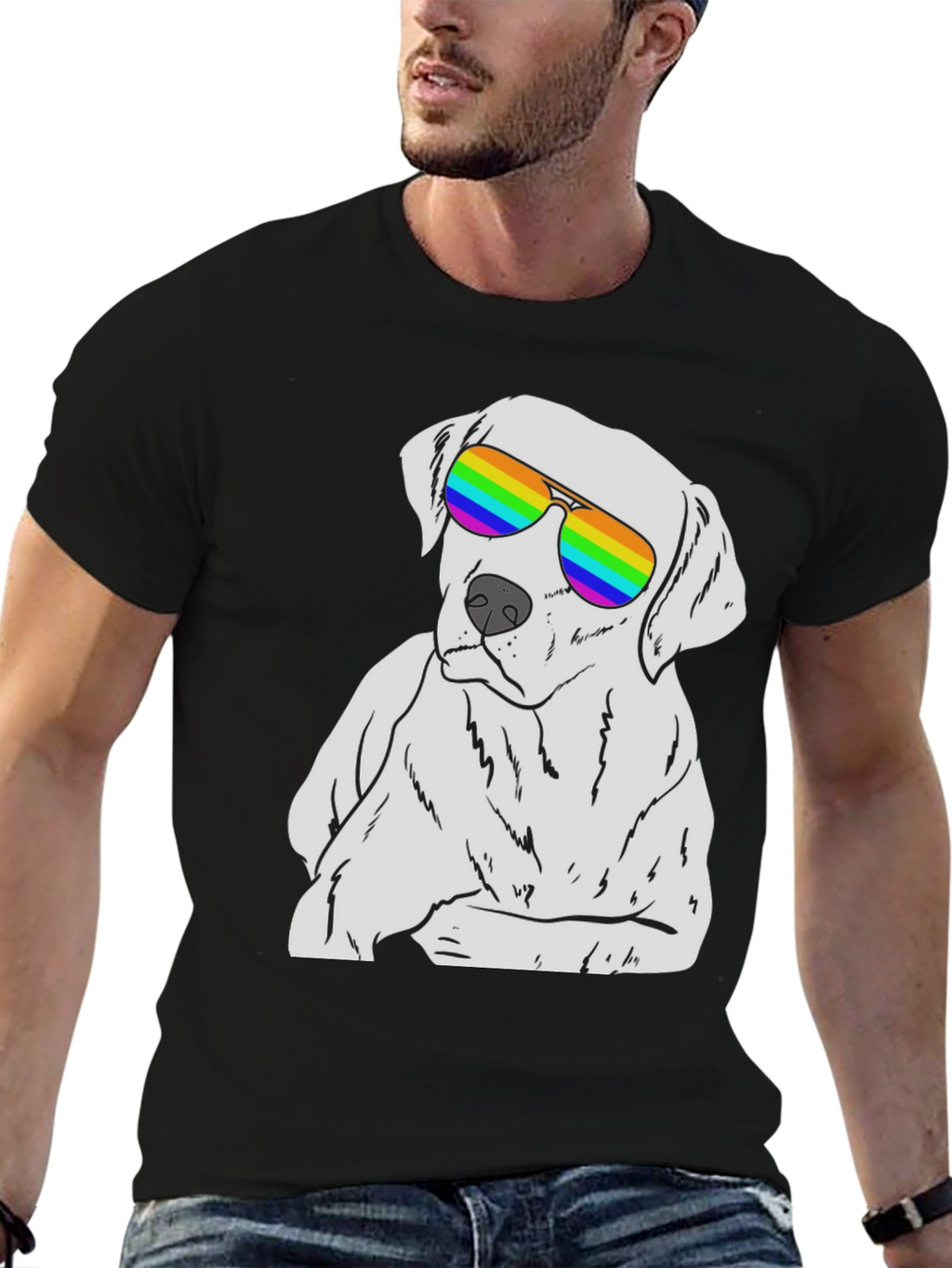 Cool Dog T-Shirt - Rainbow Sunglasses