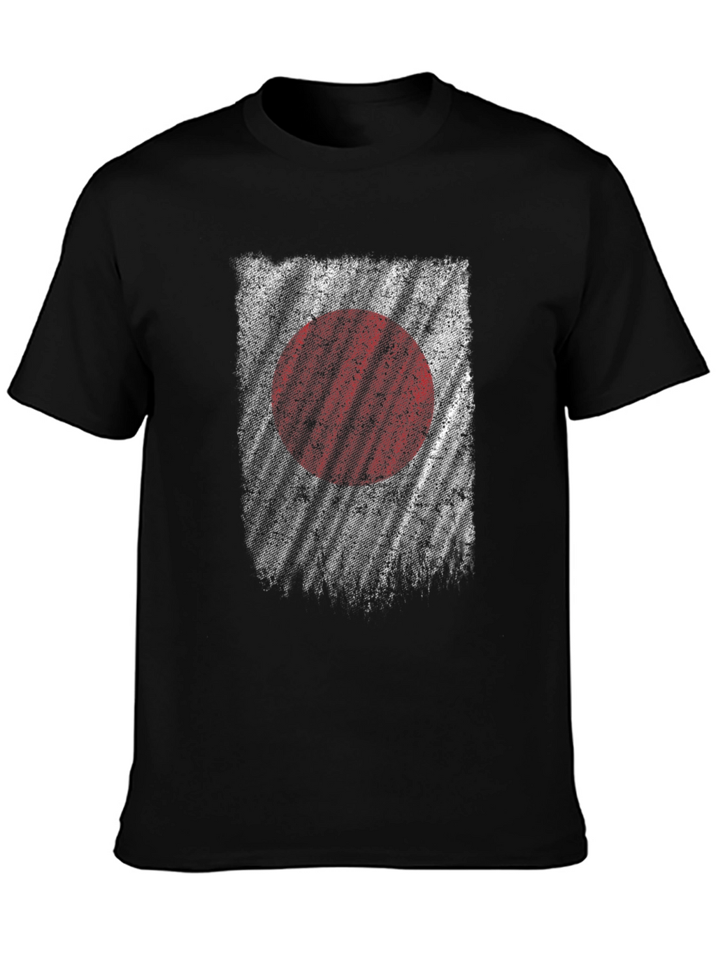 Japan Flag Distressed Graphic Black T-Shirt