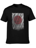 Japan Flag Distressed Graphic Black T-Shirt