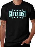 Guitarist Tee - Black Cotton T-Shirt with Graphic Print