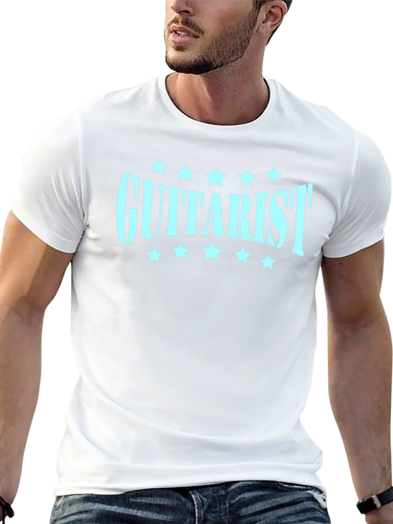 Guitarist Tee - Black Cotton T-Shirt with Graphic Print