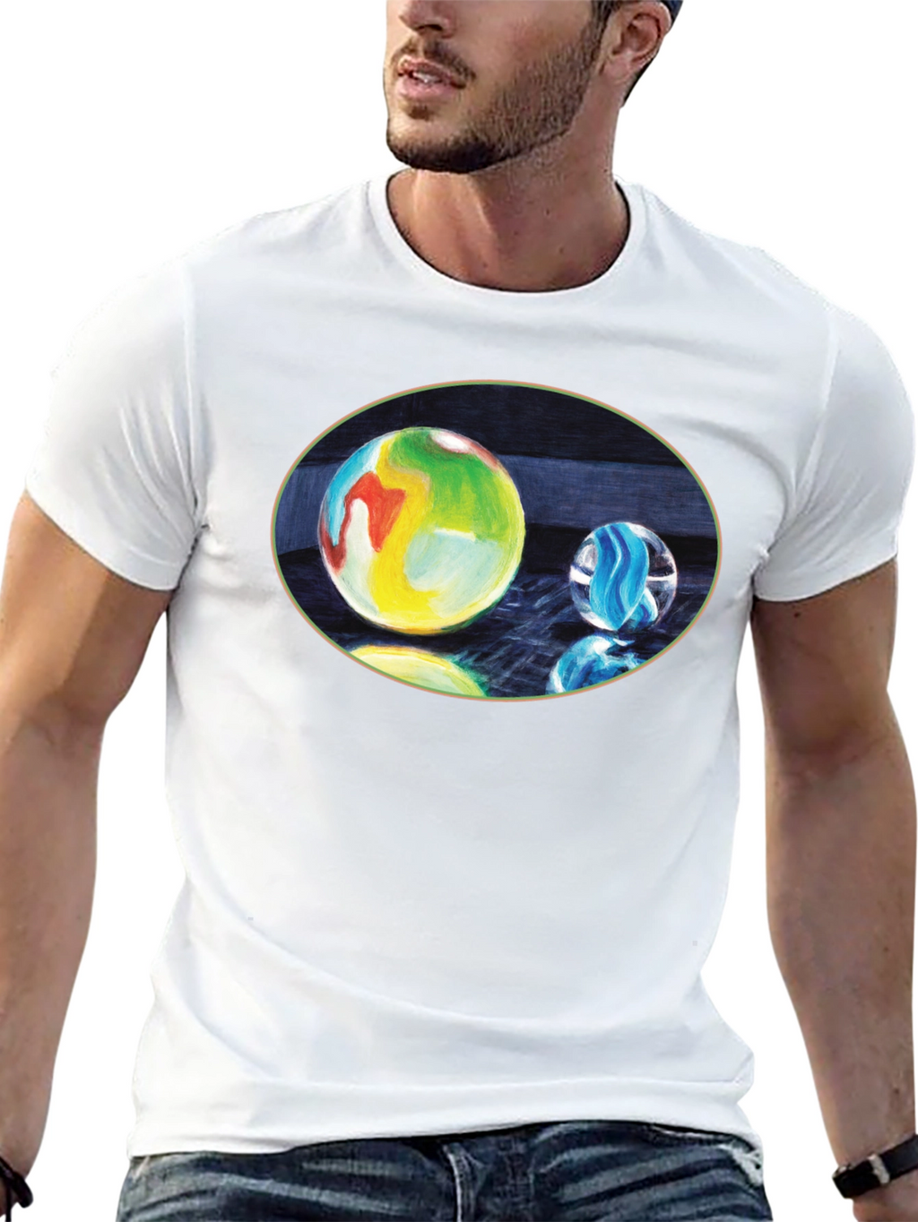 Marble Print Black T-Shirt