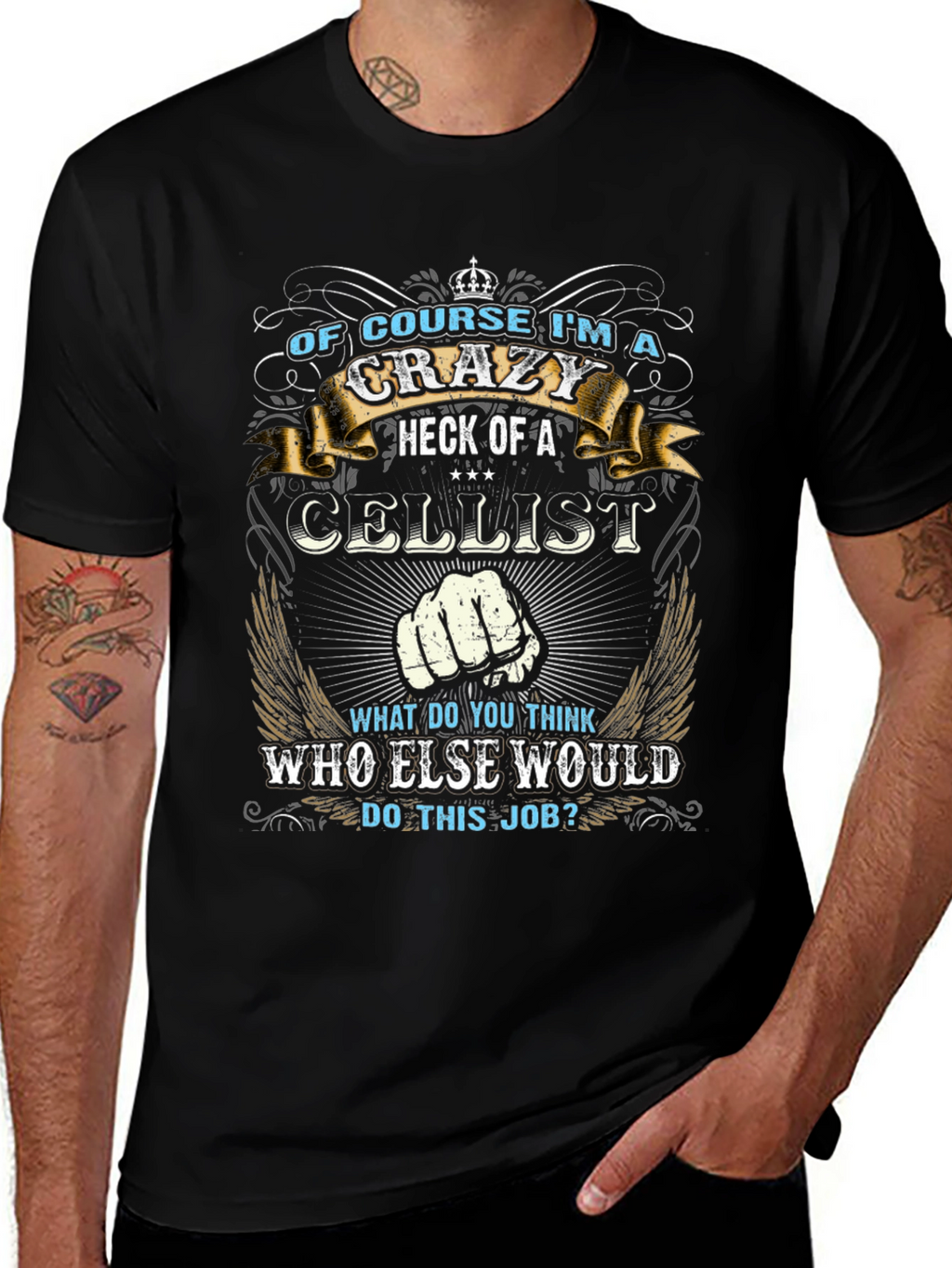 Crazy Cellist T-Shirt: Music Lovers Apparel