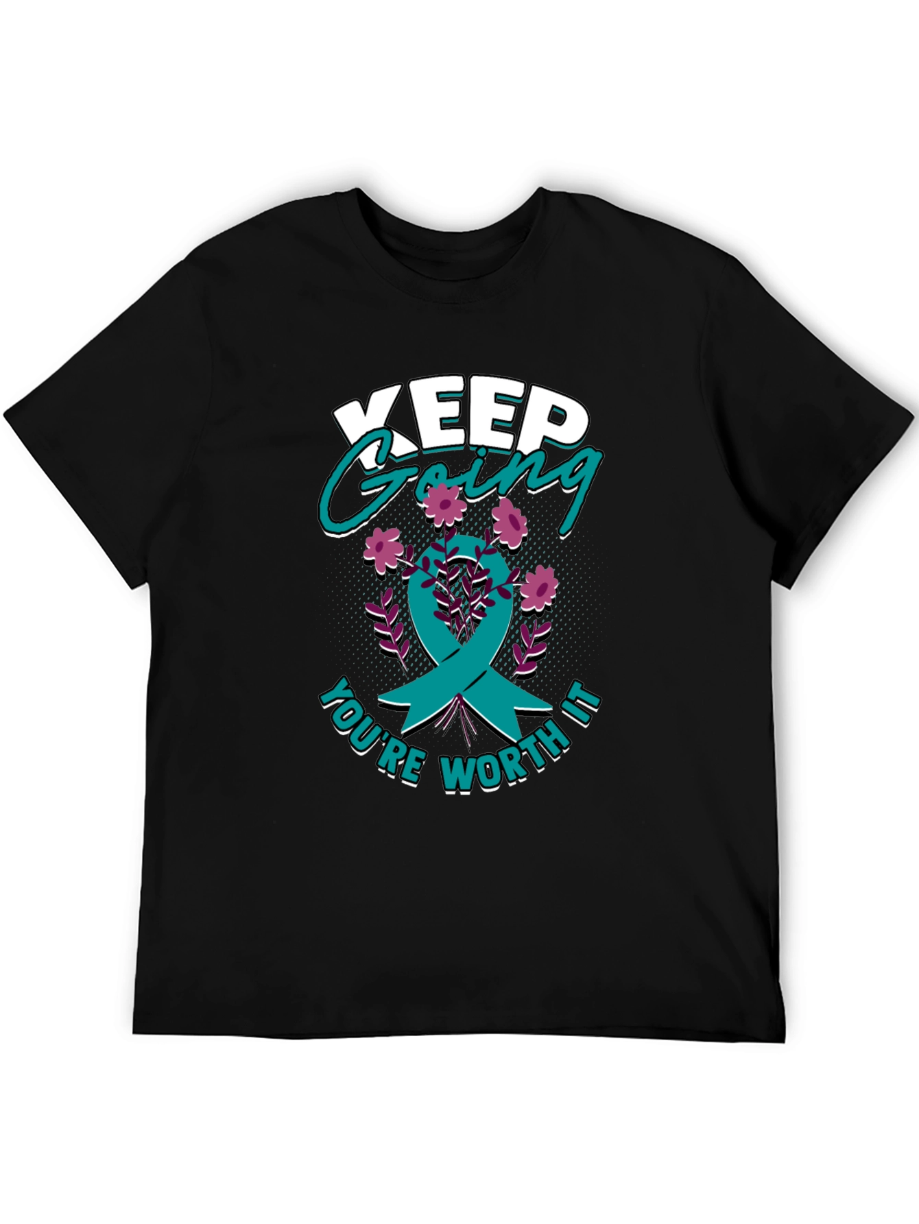 Keep Going T-Shirt - Teal Ribbon Graphic Tee