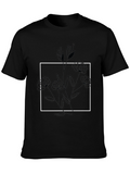 Minimalist Floral Graphic Black T-Shirt