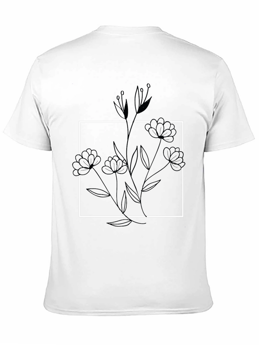 Minimalist Floral Graphic Black T-Shirt