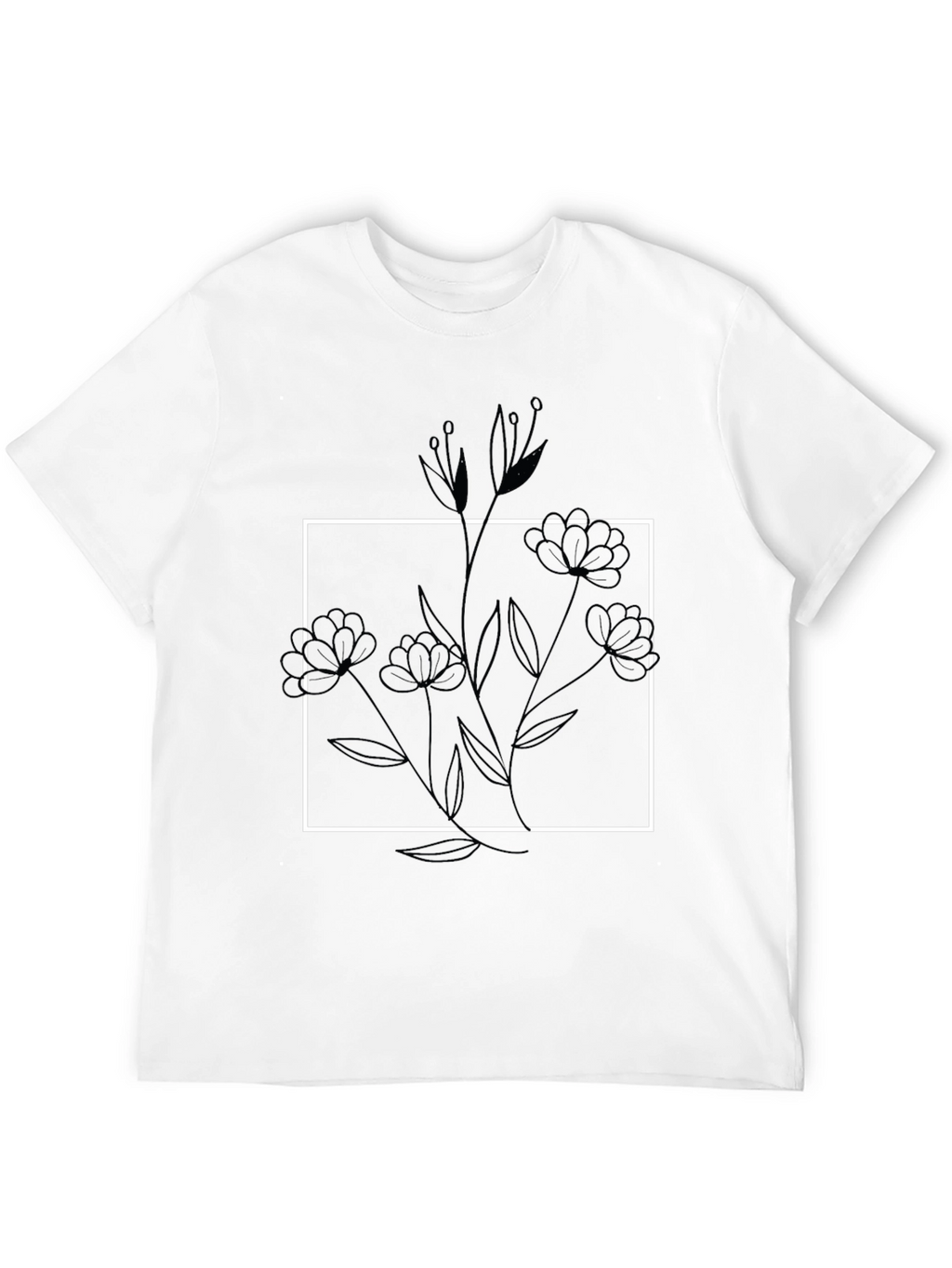 Minimalist Floral Graphic Black T-Shirt