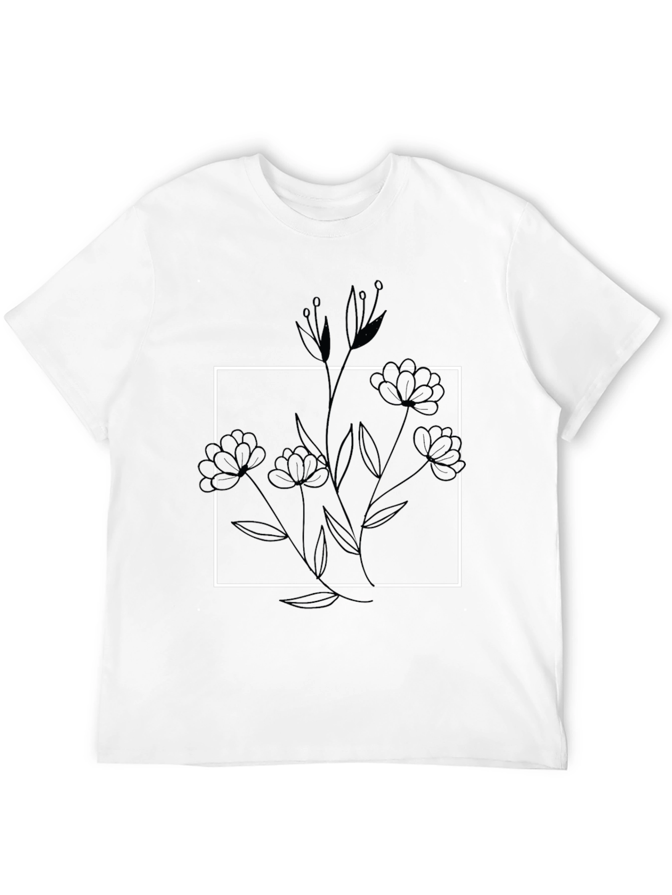 Minimalist Floral Graphic Black T-Shirt