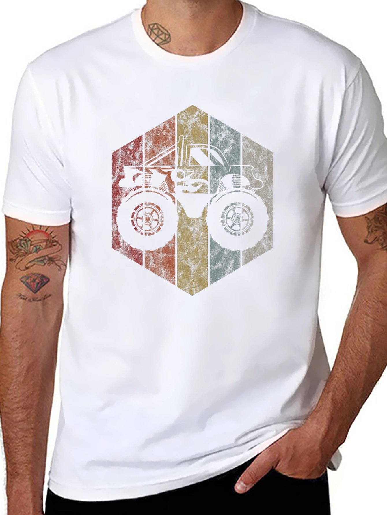 Vintage Monster Truck Hexagon Graphic Tee