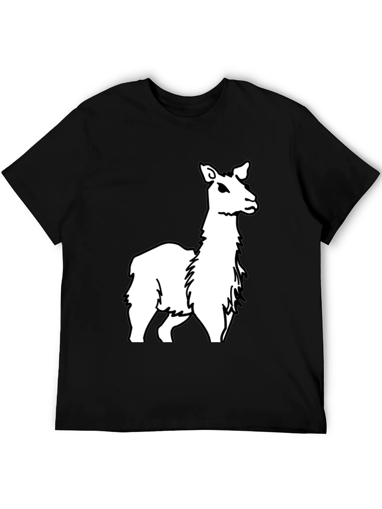 Llama Graphic Tee - Black Cotton Casual T-Shirt