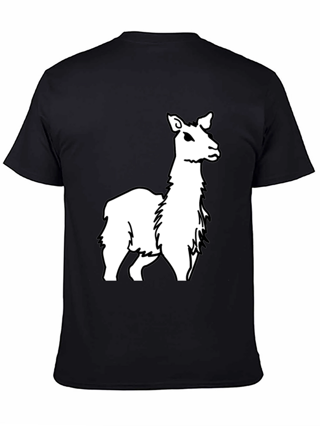 Llama Graphic Tee - Black Cotton Casual T-Shirt
