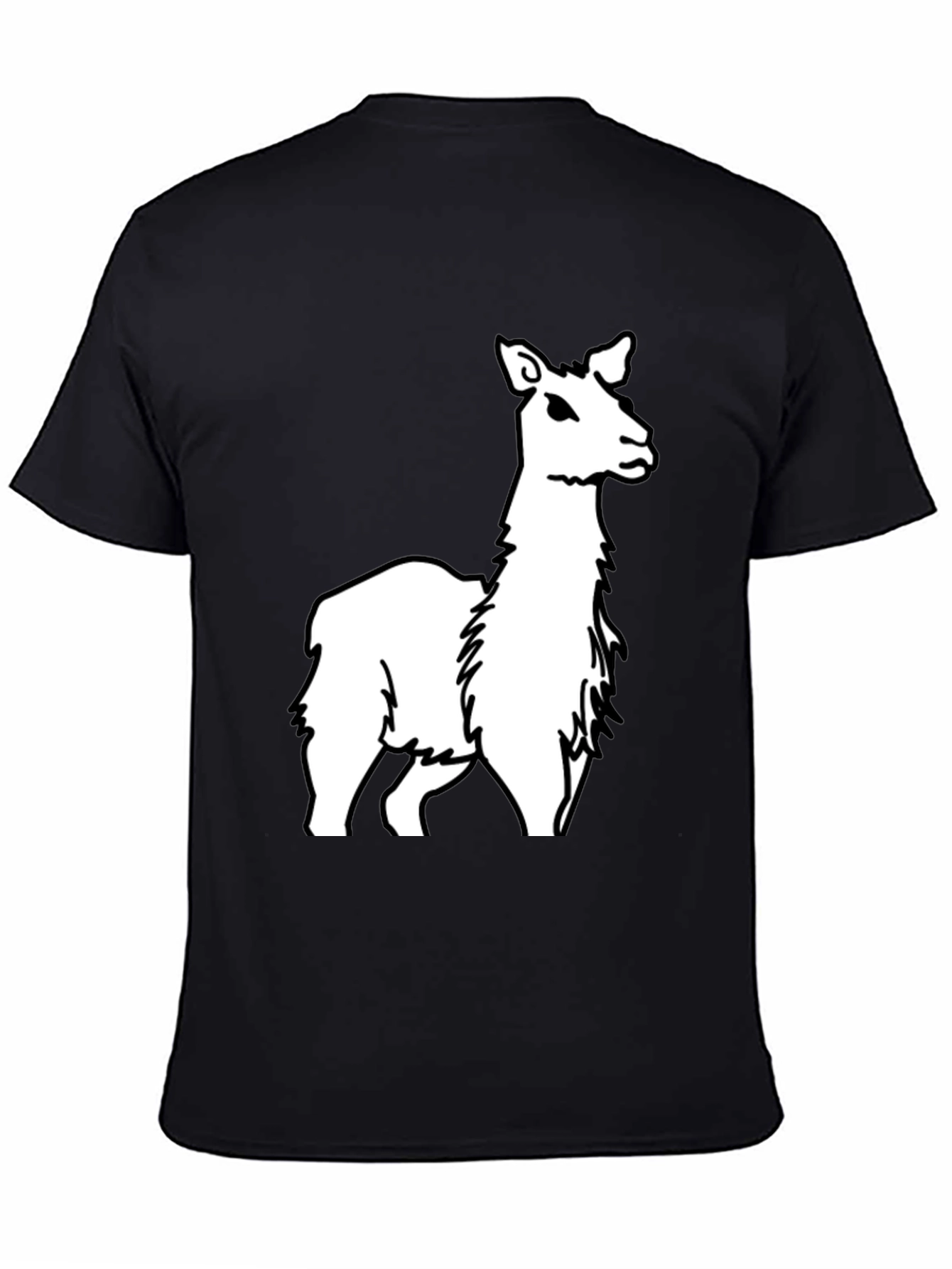 Llama Graphic Tee - Black Cotton Casual T-Shirt