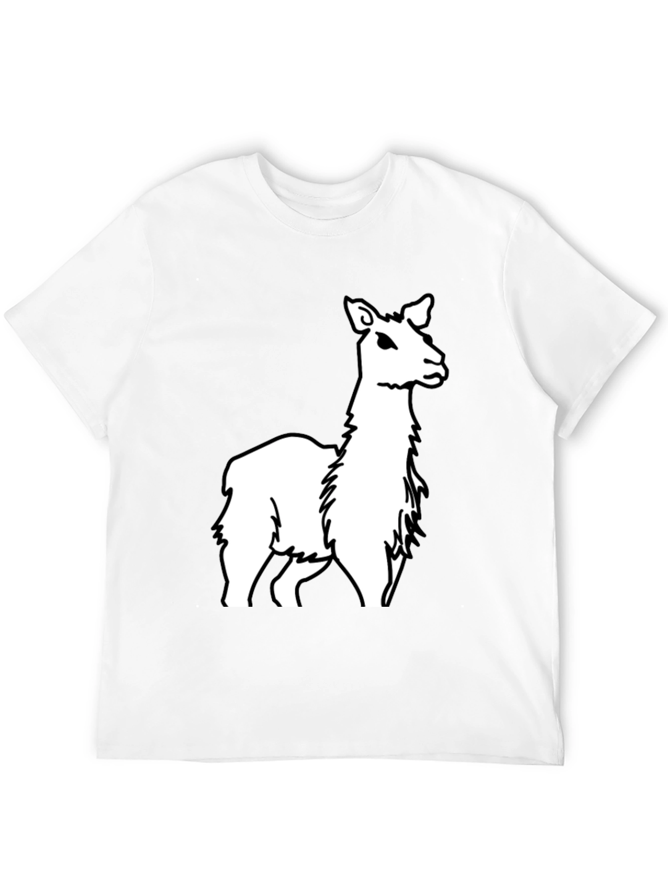 Llama Graphic Tee - Black Cotton Casual T-Shirt
