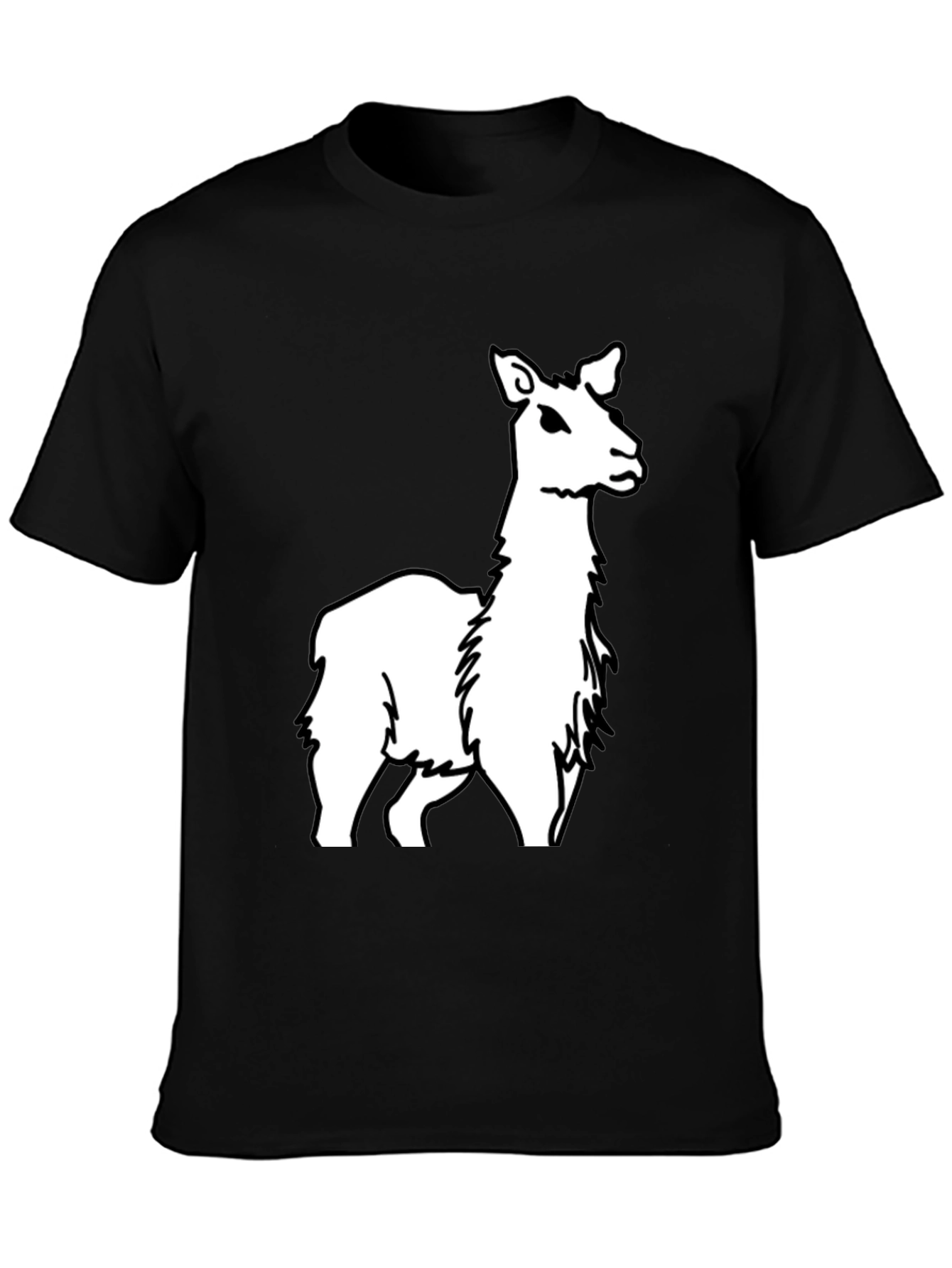 Llama Graphic Tee - Black Cotton Casual T-Shirt