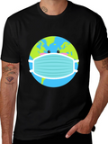 Earth with Mask Graphic Tee - Protect the Planet!