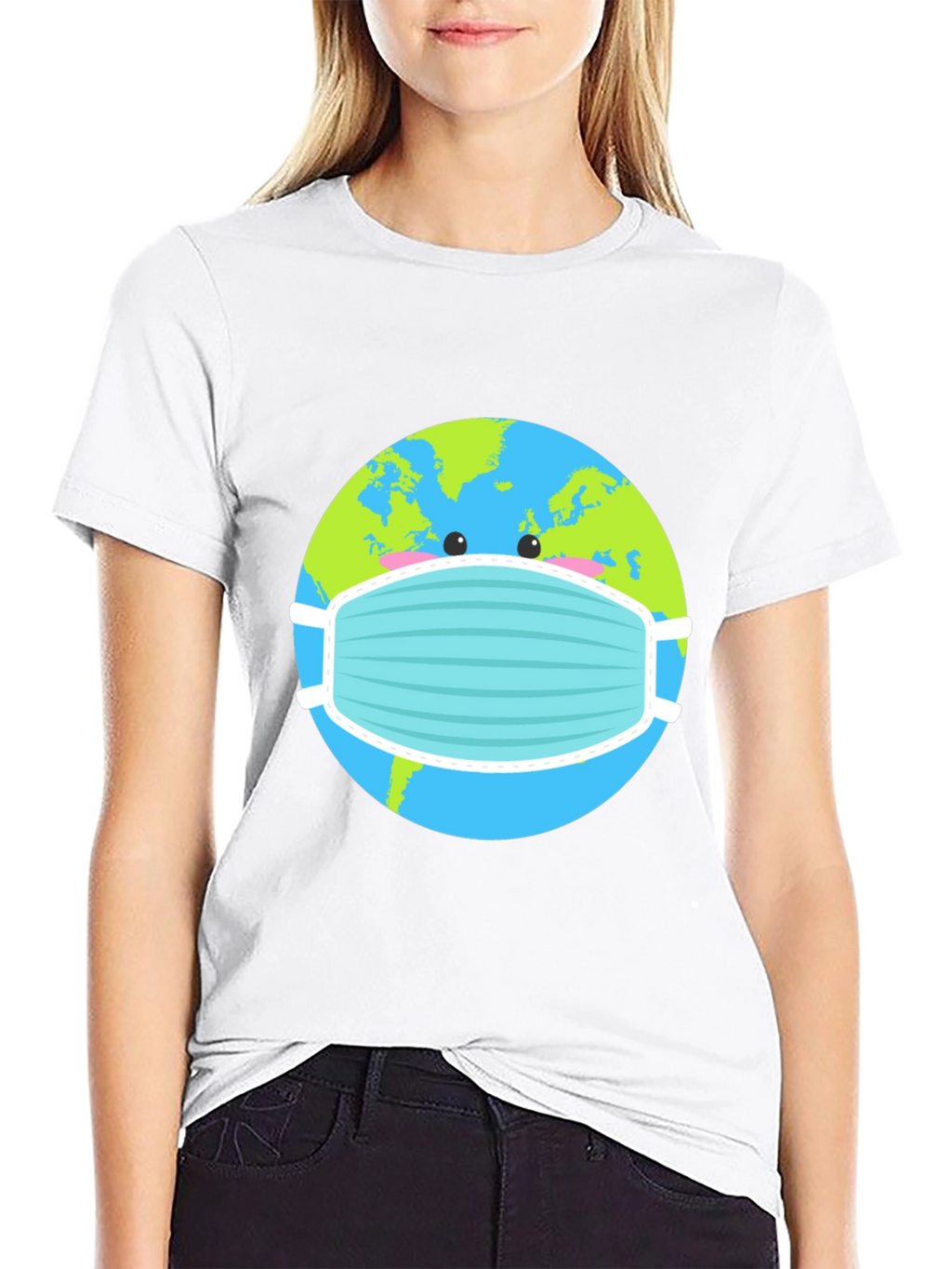 Earth with Mask Graphic Tee - Protect the Planet!