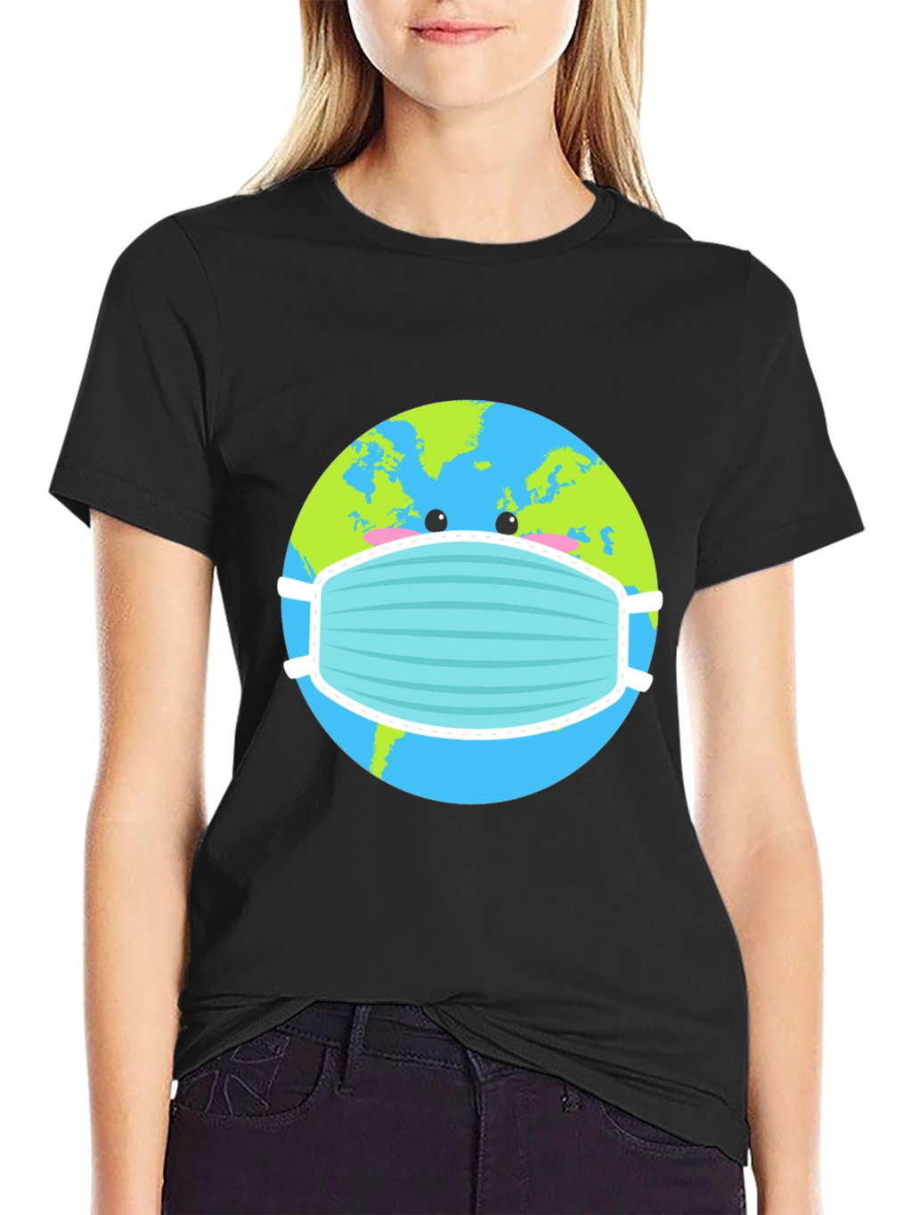 Earth with Mask Graphic Tee - Protect the Planet!
