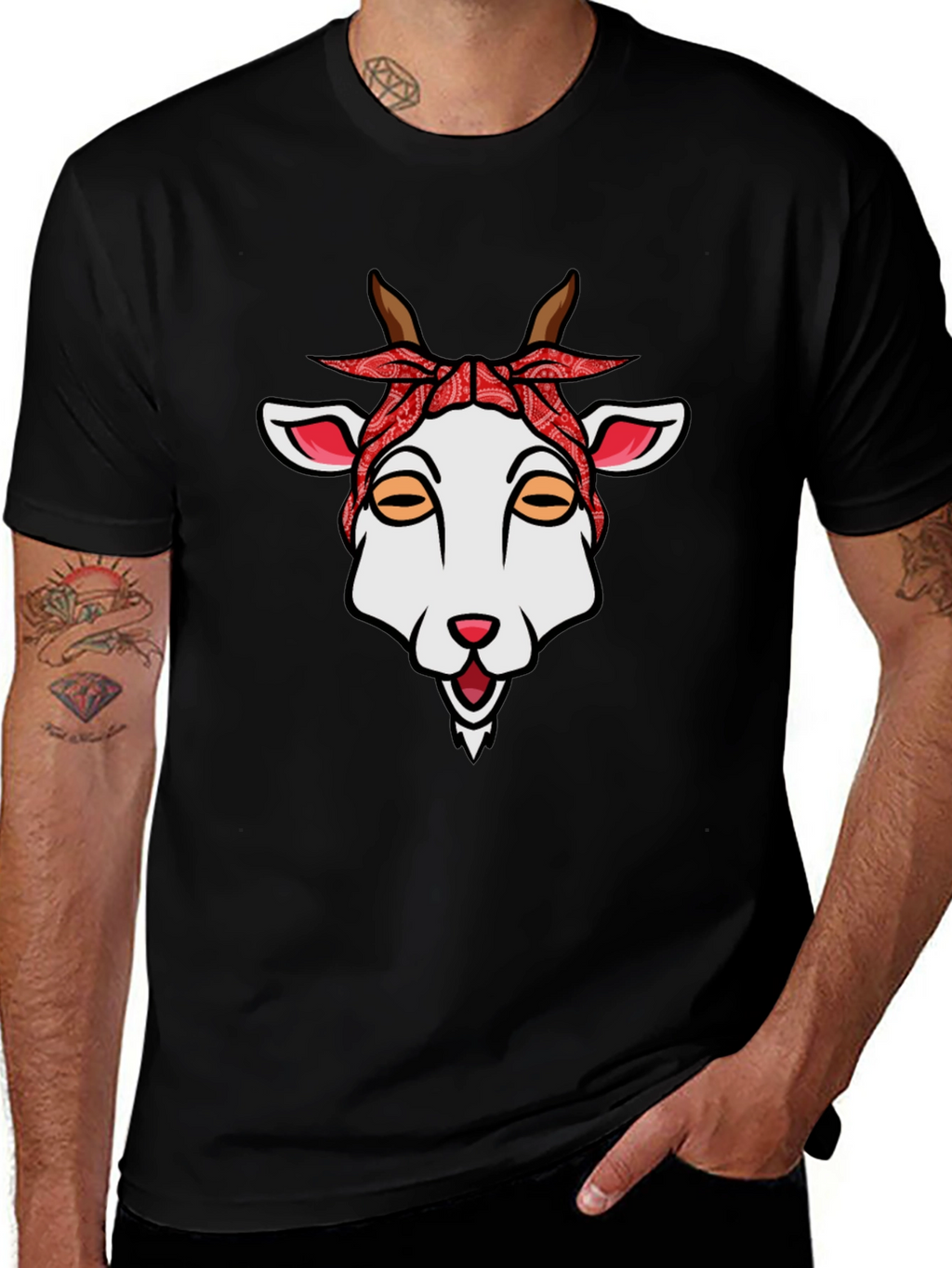 Goat Bandana Graphic Tee - Unique Style