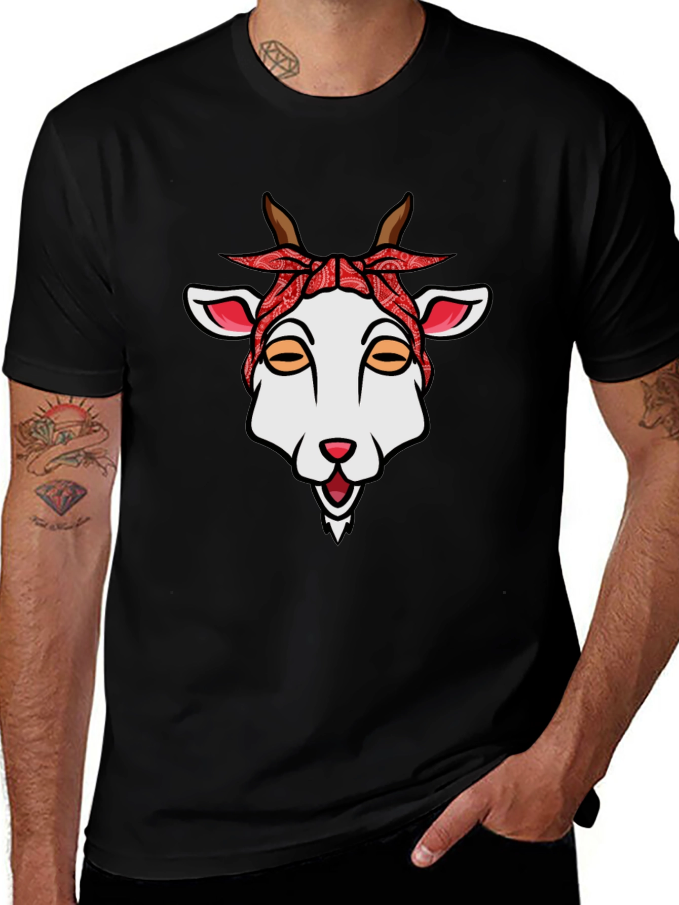 Goat Bandana Graphic Tee - Unique Style