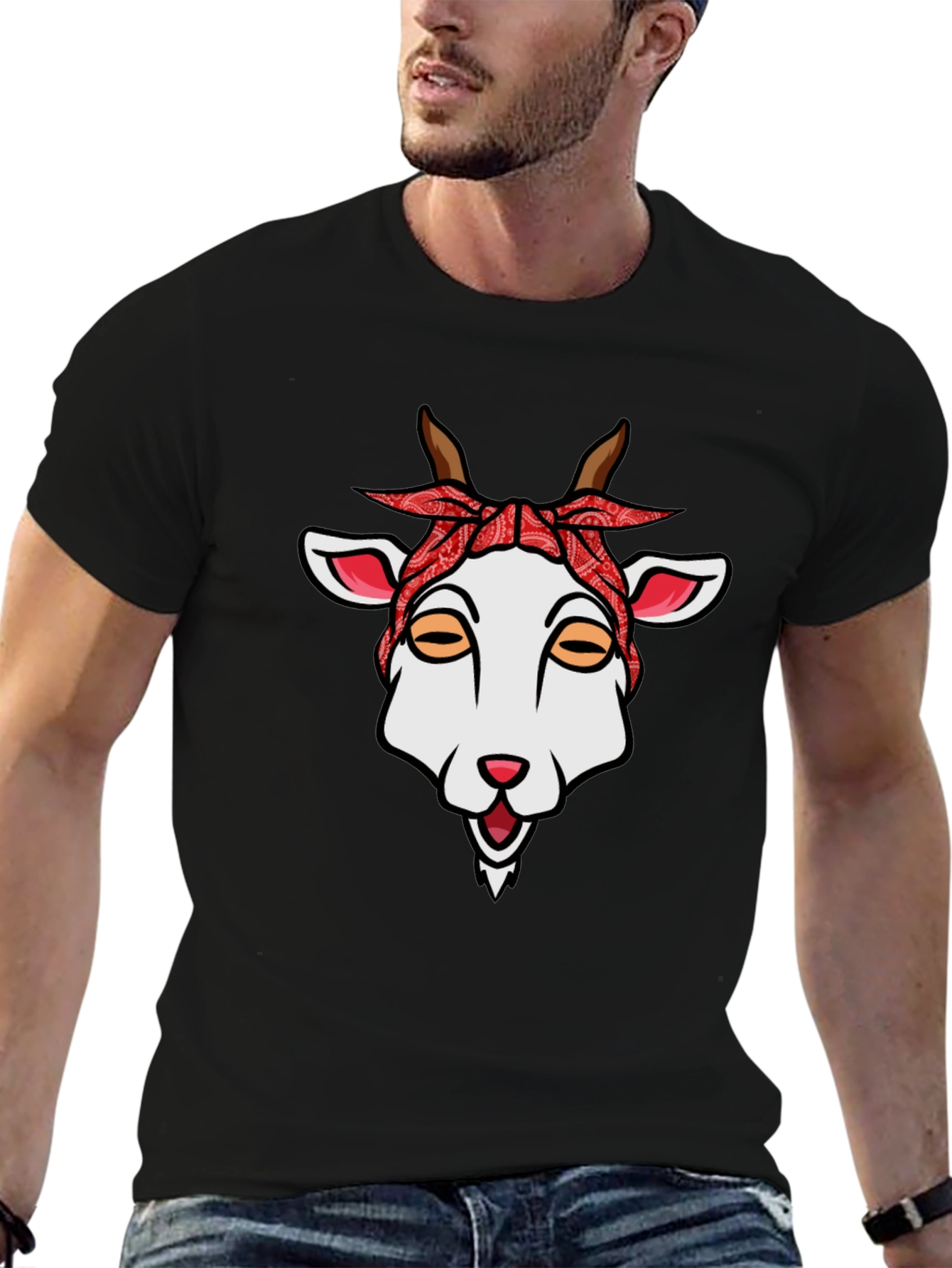 Goat Bandana Graphic Tee - Unique Style