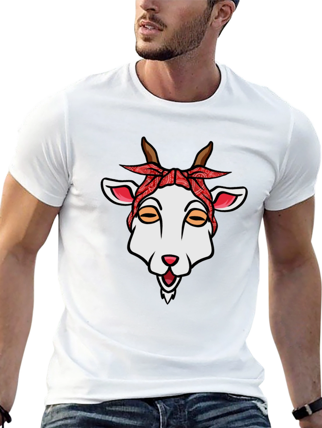 Goat Bandana Graphic Tee - Unique Style
