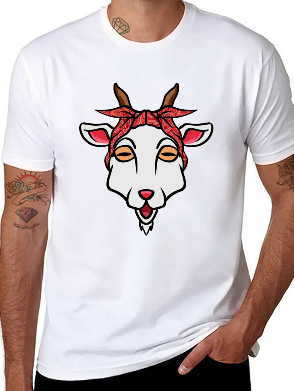 Goat Bandana Graphic Tee - Unique Style