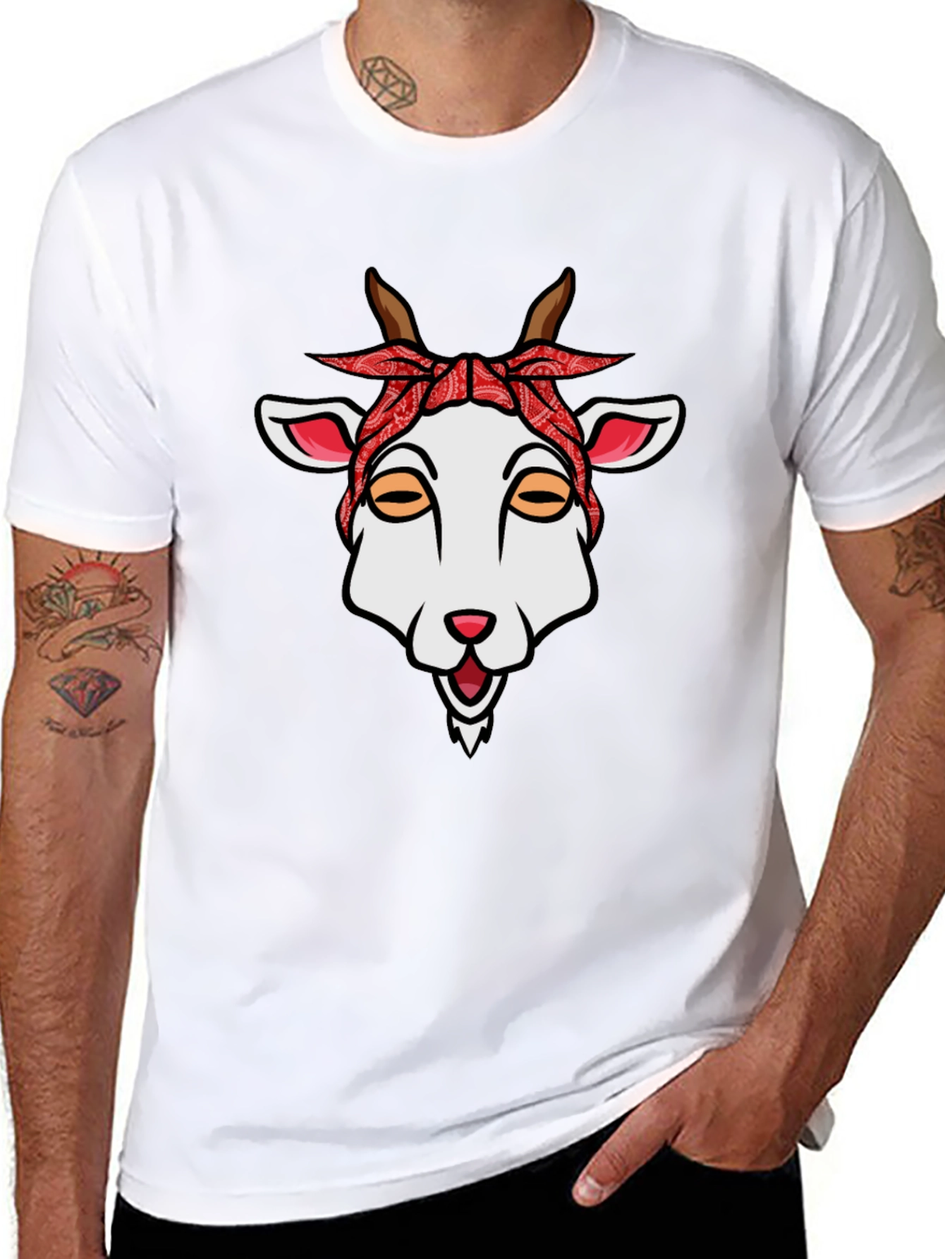 Goat Bandana Graphic Tee - Unique Style