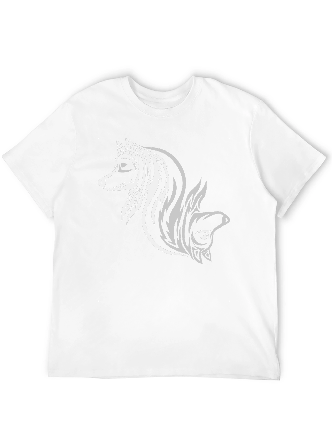 Tribal Wolf Design Black T-Shirt