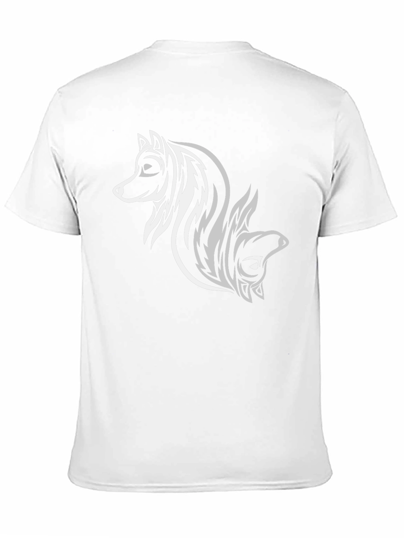 Tribal Wolf Design Black T-Shirt