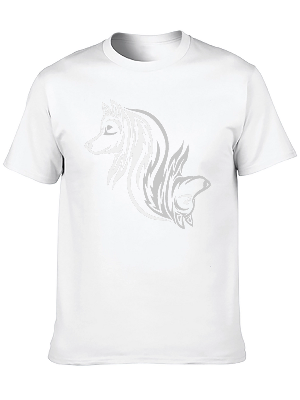 Tribal Wolf Design Black T-Shirt
