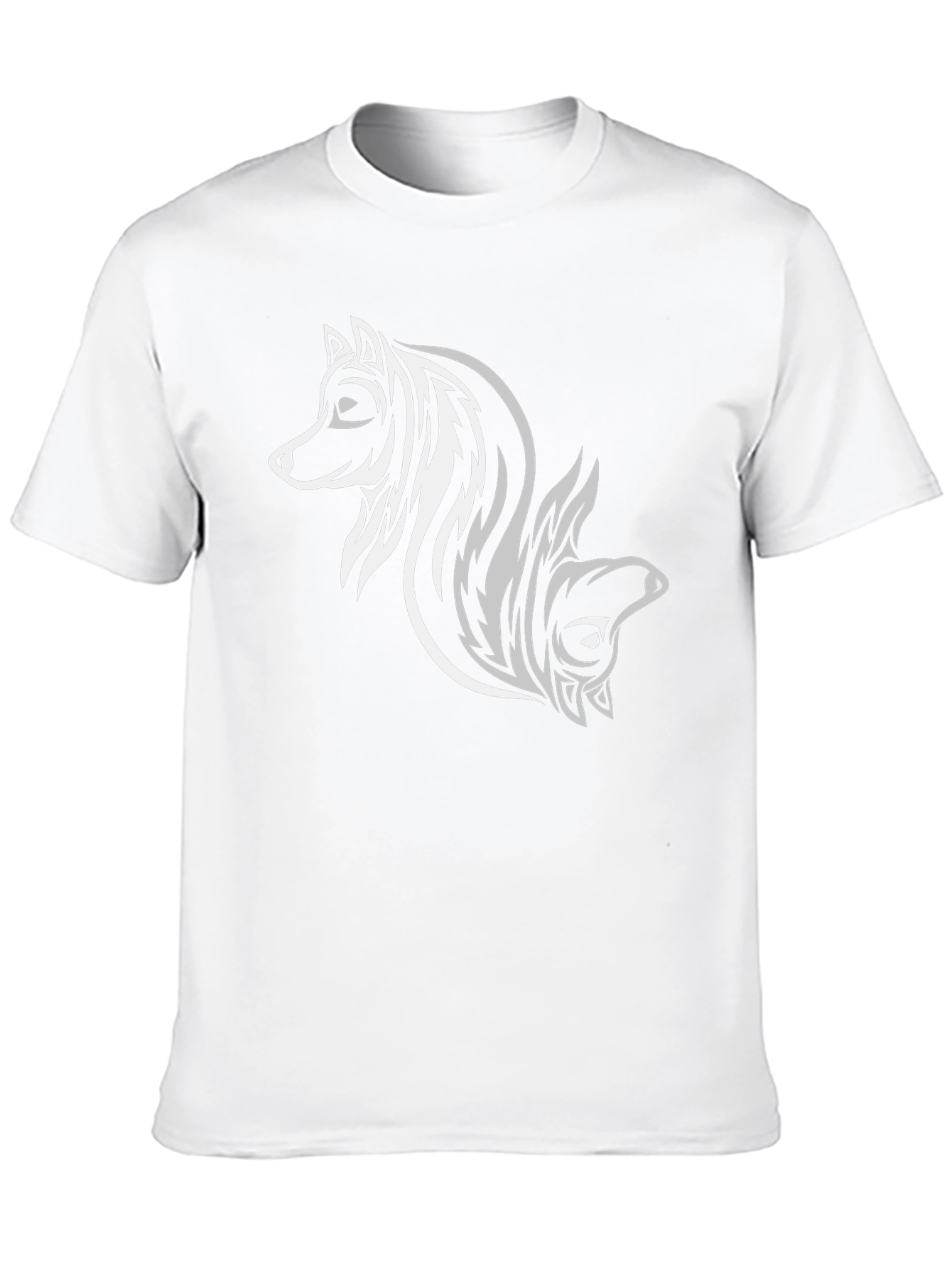 Tribal Wolf Design Black T-Shirt