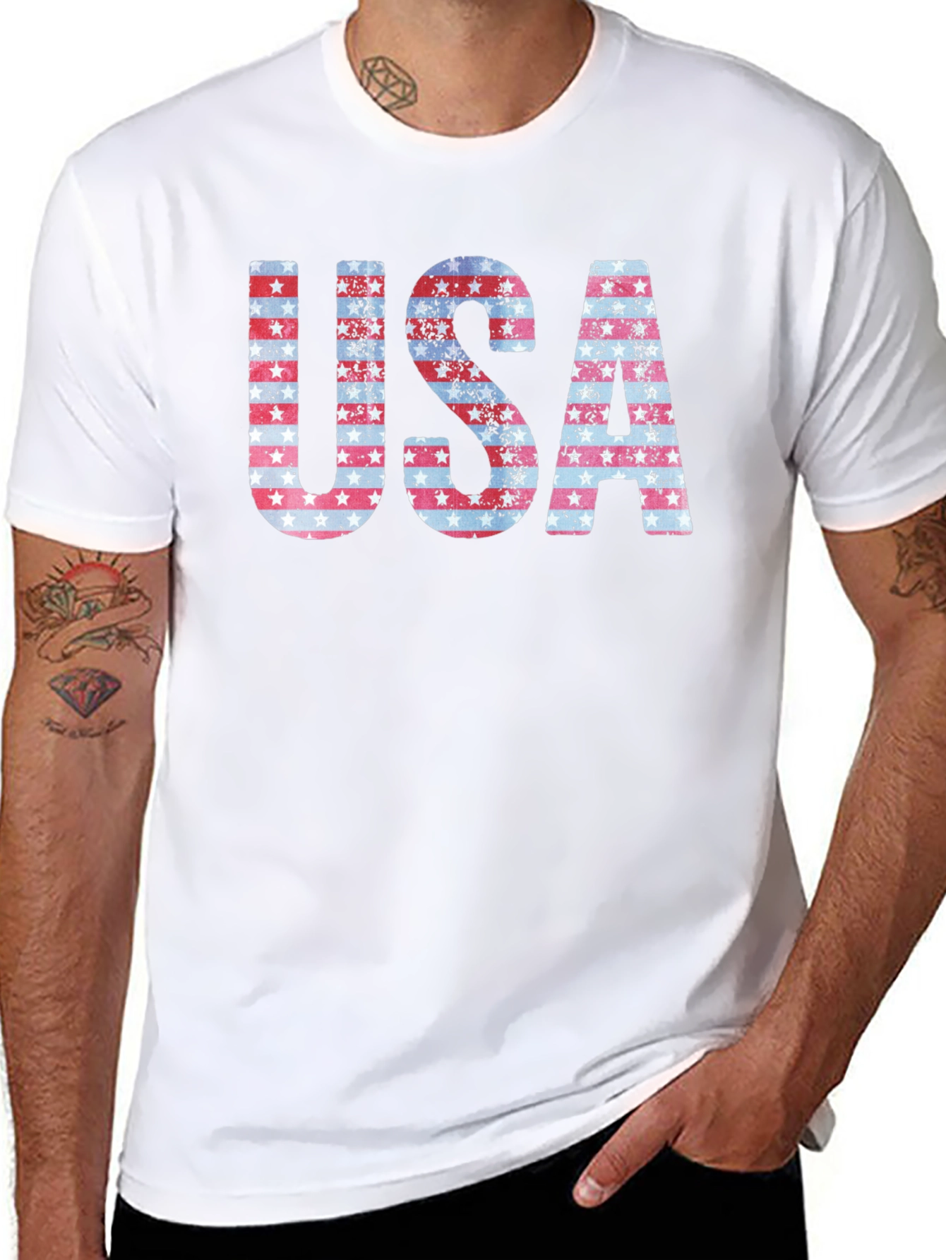 Patriotic USA Graphic Print T-Shirt