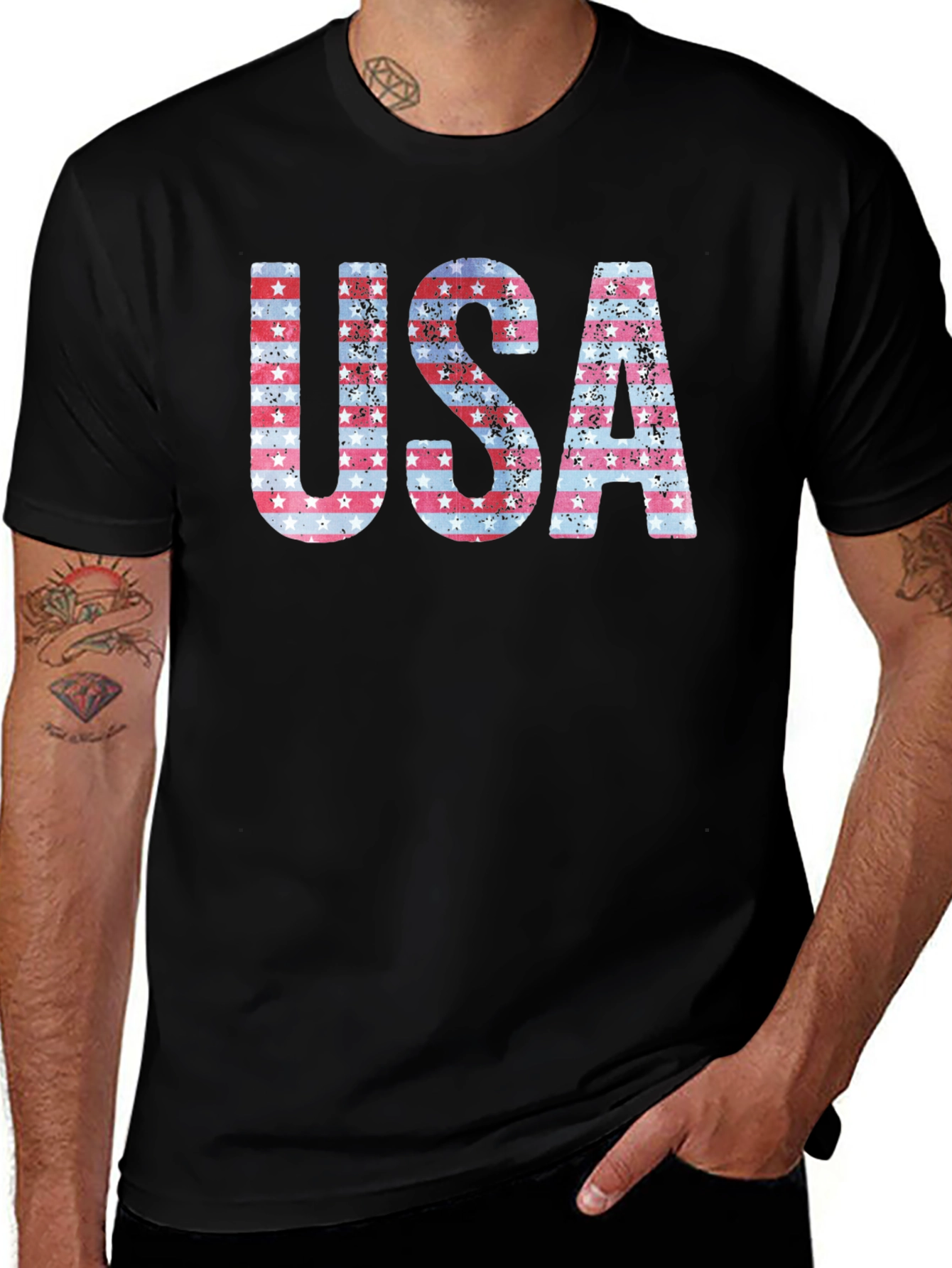 Patriotic USA Graphic Print T-Shirt