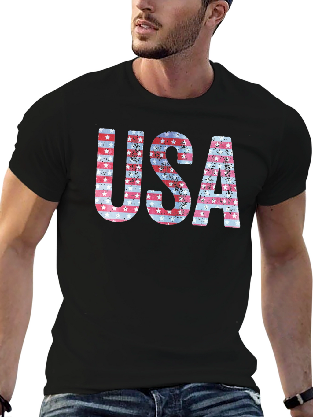 Patriotic USA Graphic Print T-Shirt