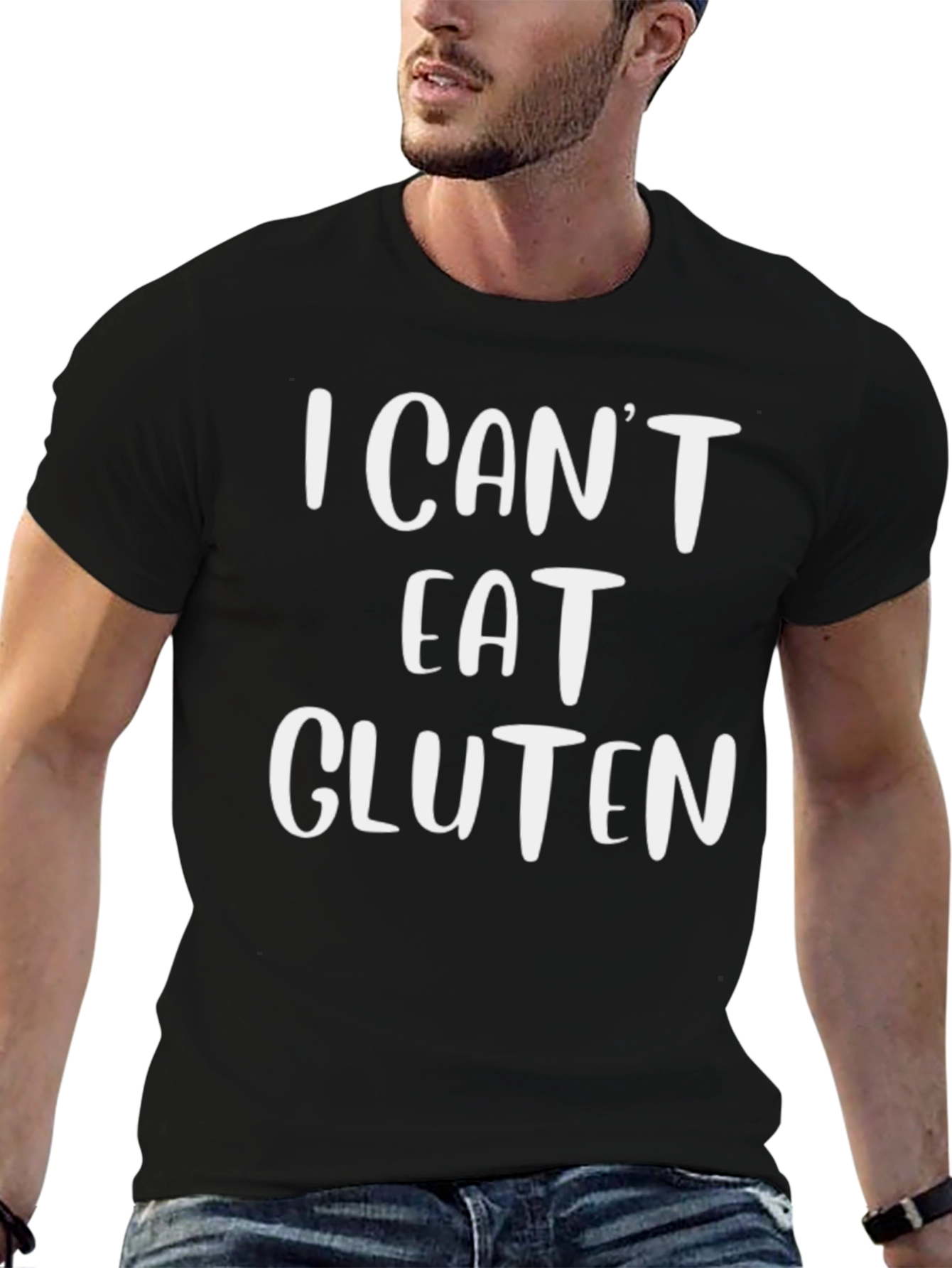 I Cant Eat Gluten Graphic Tee - Unisex Black T-Shirt