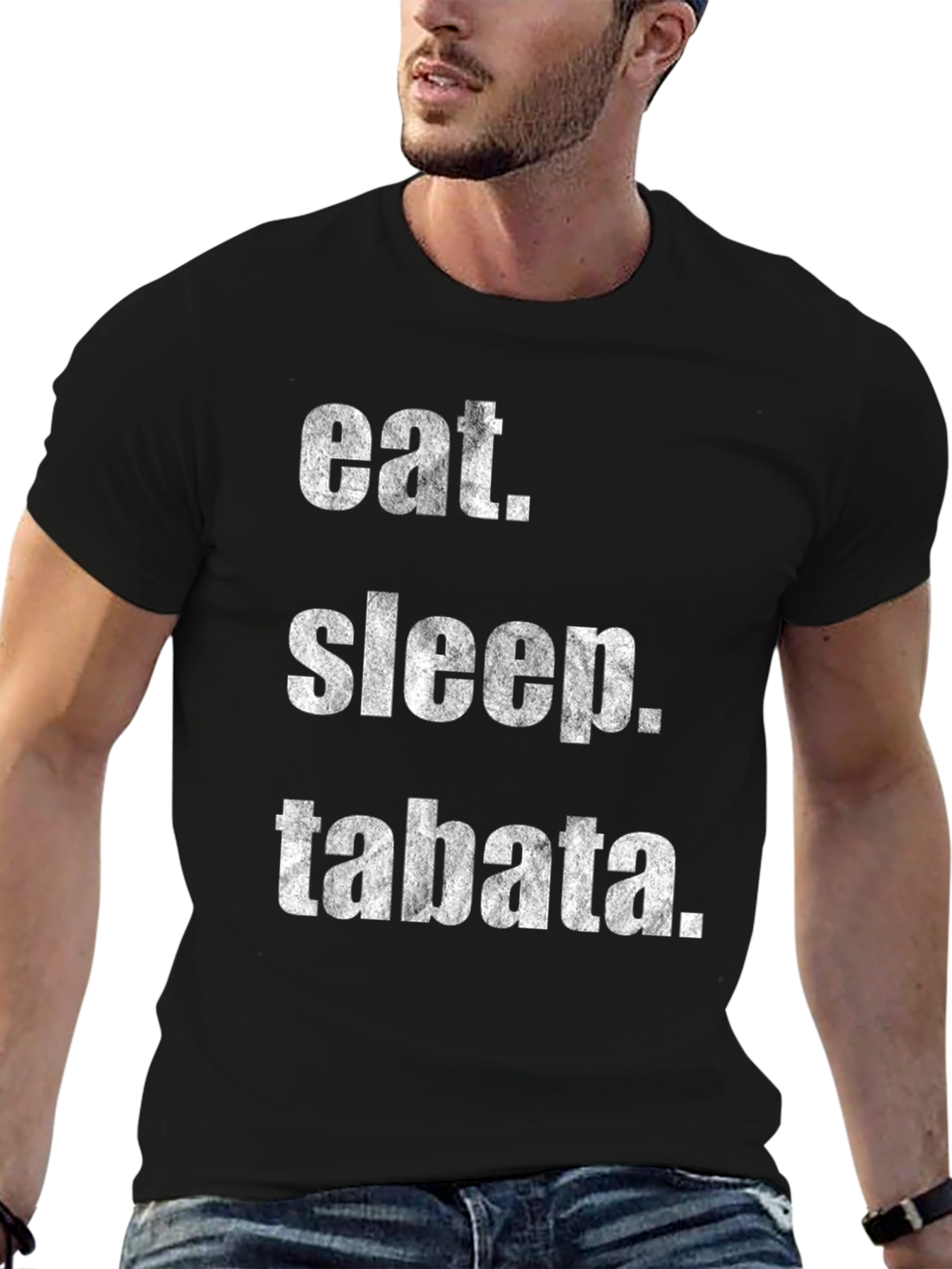 Eat Sleep Tabata Black T-Shirt Workout Tee