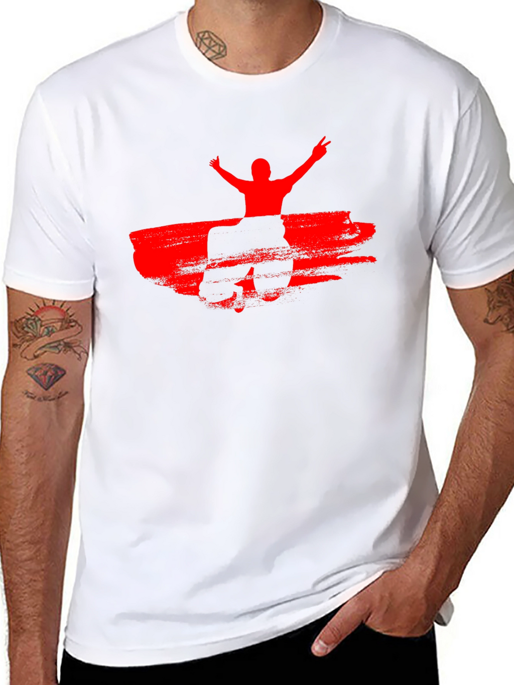 Red Silhouette Graphic Black T-Shirt