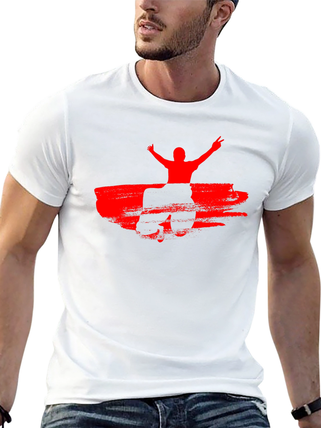 Red Silhouette Graphic Black T-Shirt