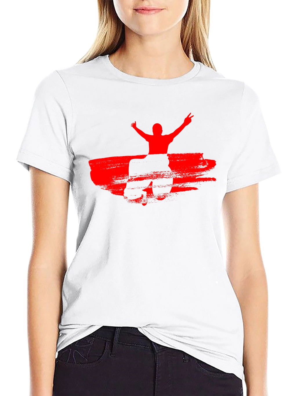 Red Silhouette Graphic Black T-Shirt