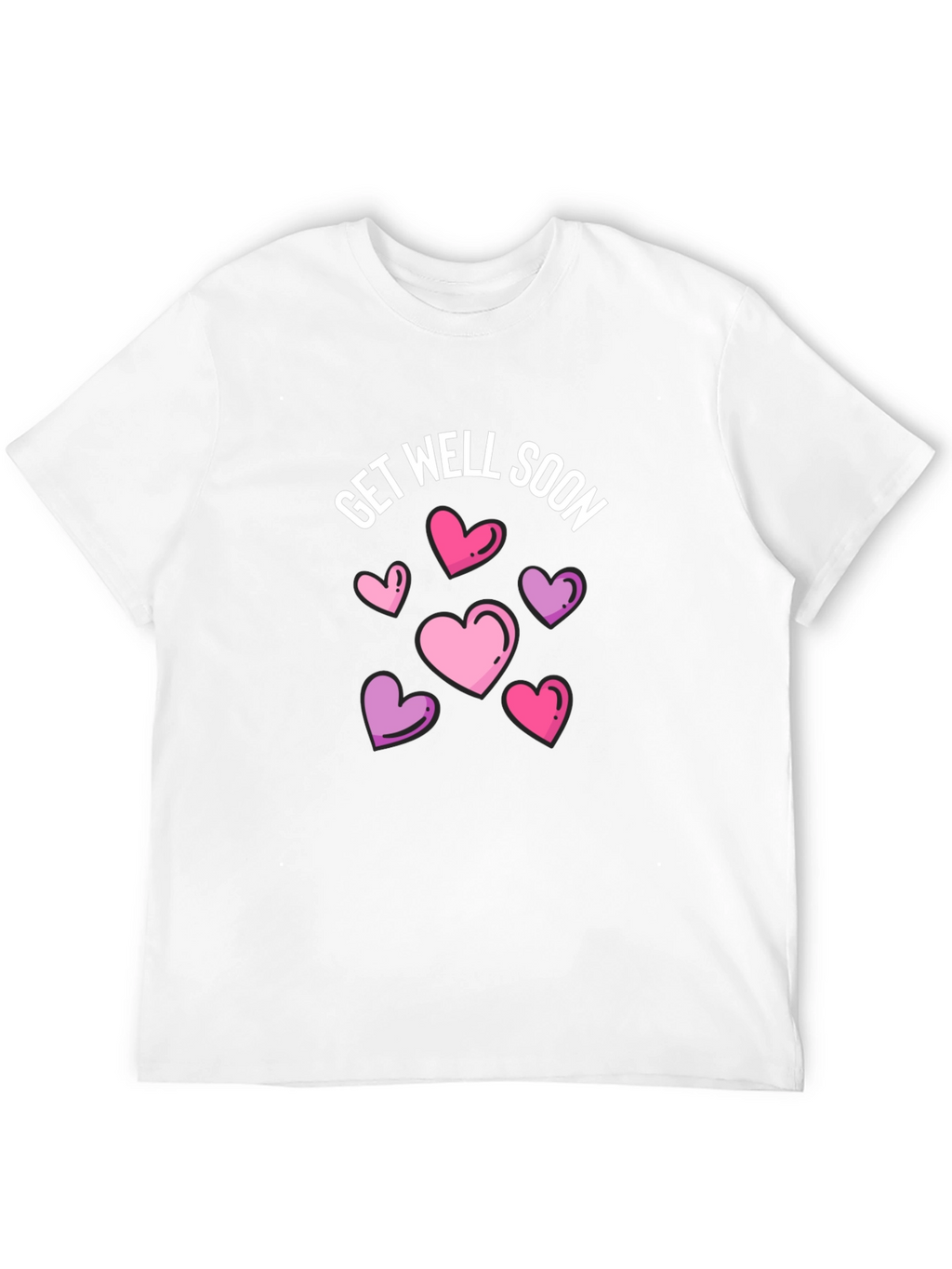 Get Well Soon Hearts Graphic Black T-Shirt