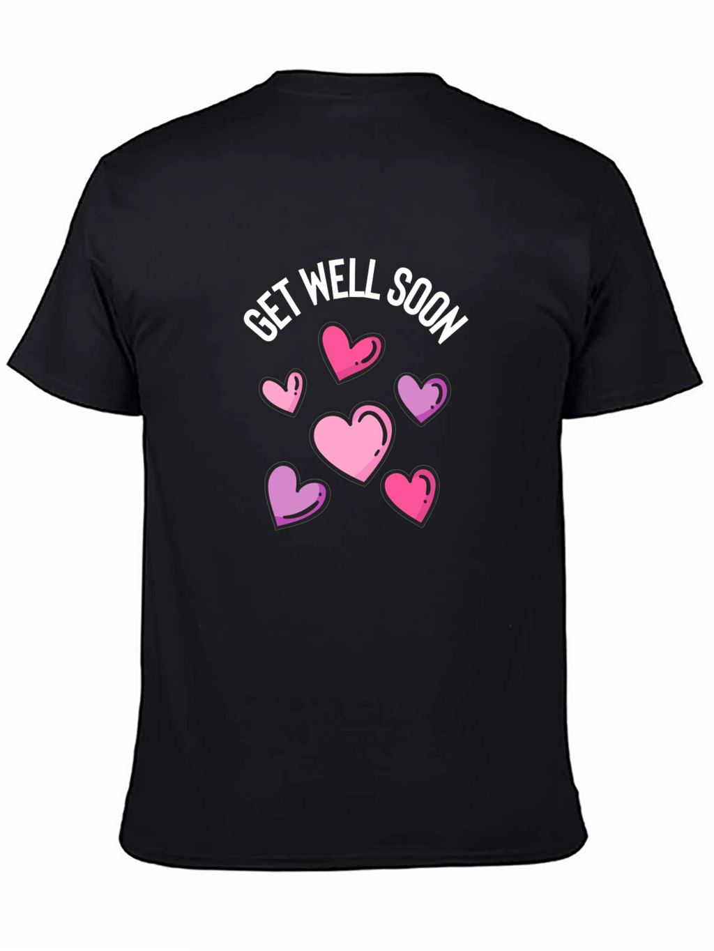 Get Well Soon Hearts Graphic Black T-Shirt
