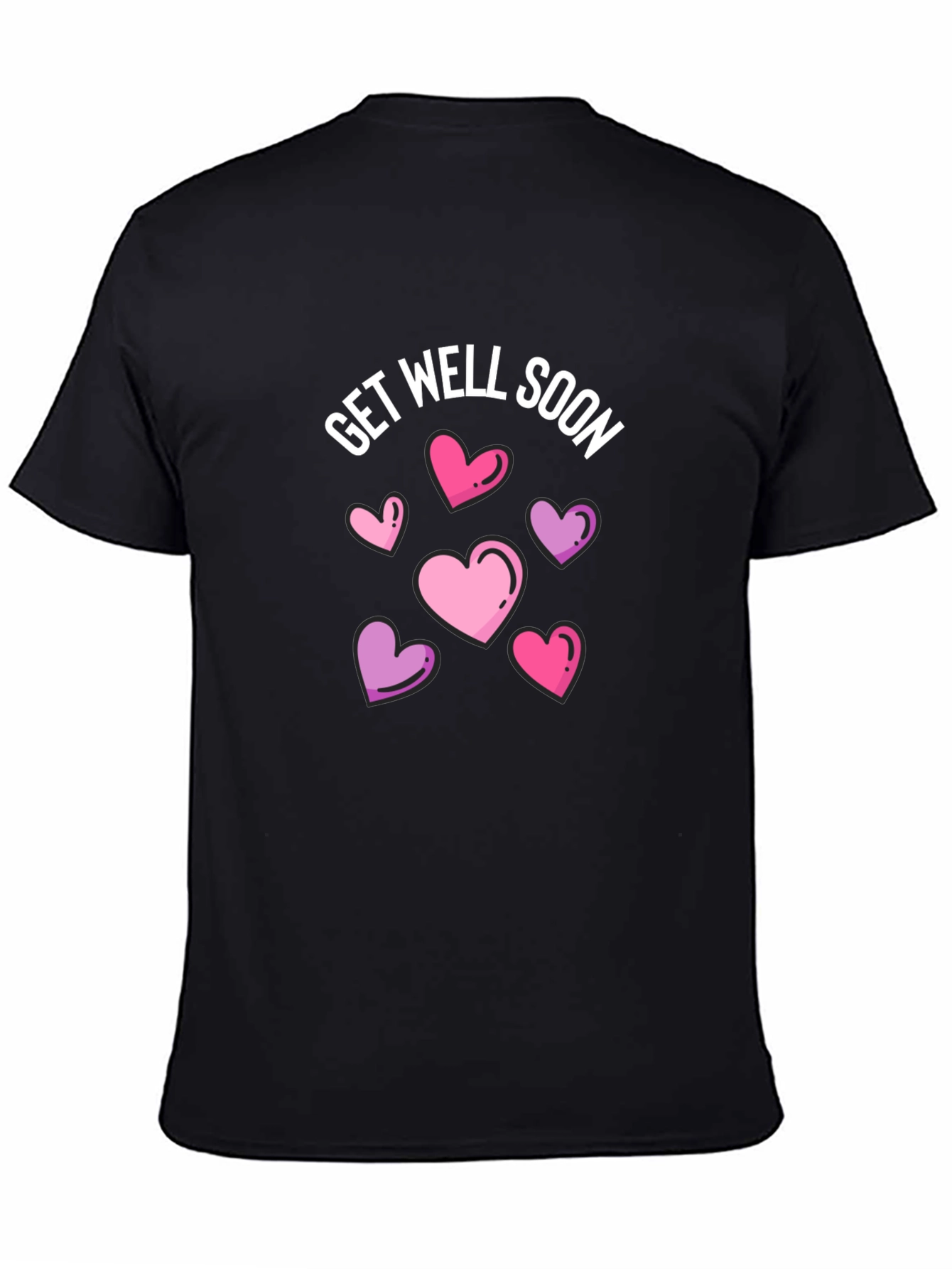 Get Well Soon Hearts Graphic Black T-Shirt